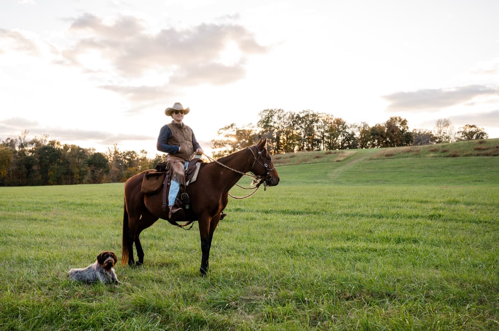 Conor Murray walking an Albemarle County country property